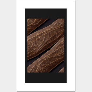 Dark Brown Ornamental Leather Stripes, natural and ecological leather print #57 Posters and Art